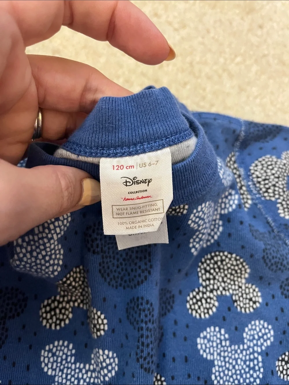 Hanna Andersson Blue Short Sleeve Pajama Set with Mickey Mouse Pattern